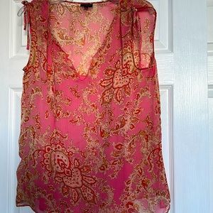 Talbots chiffon paisley top with built in satin tank size small